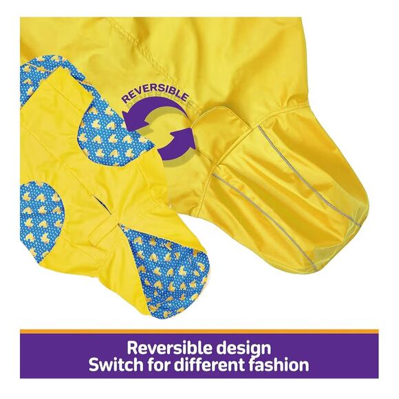 Fofos Dog Raincoat 3XL XXXL Reversible Waterproof Poncho Reflective Leash Hole - Picture 5 of 5